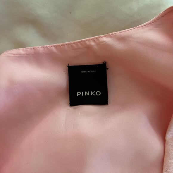 Pinko Pink Jacquard Fit & Flare Bubble Mini Cocktail Party Dress 4 Bow Waist - Picture 6 of 8